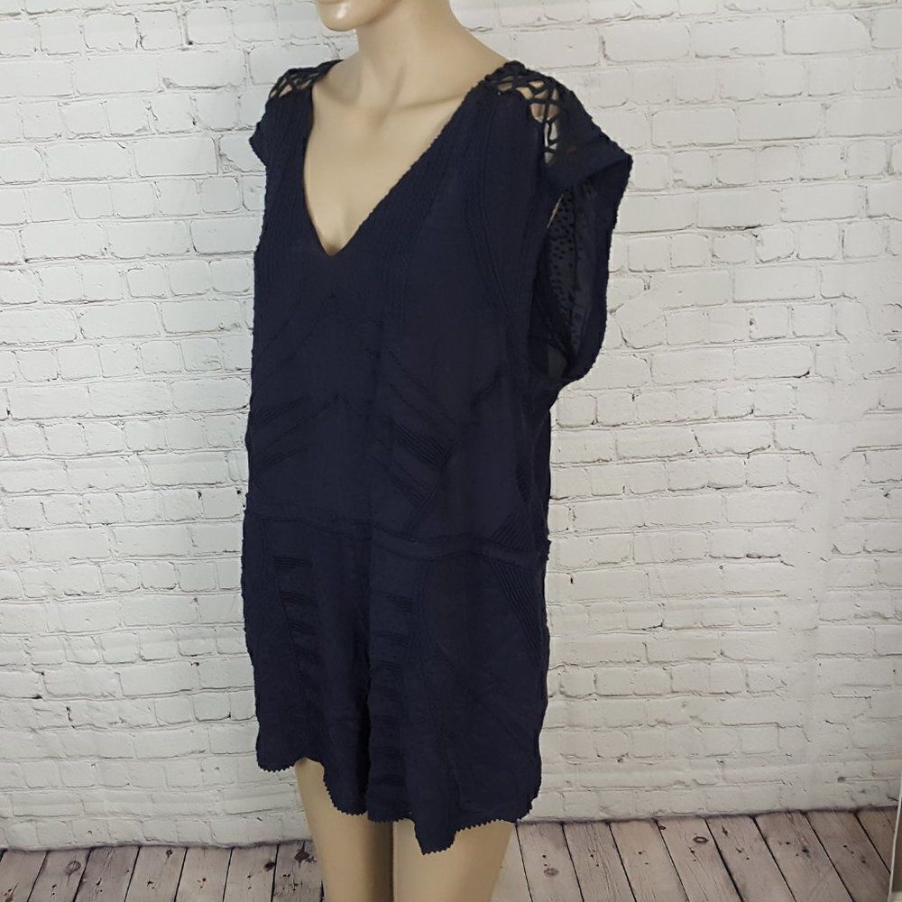 IRO Austin Romper Navy Blue embroidered 40 8 NEW - Picture 7 of 10
